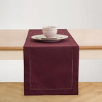Solino Home Cotton Linen Table Runner Wine, Hemstitch Collection 14 x 72 in by SolinoHome
