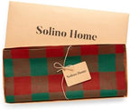 Solino Home 100% Pure Linen Table Runner, 14 x 108 in, Red and Green Check - Image 5