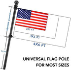 Yeesun 6FT Flag Pole for Outside House with 3 x 5 FT Flag, Bracket, Black - Image 3