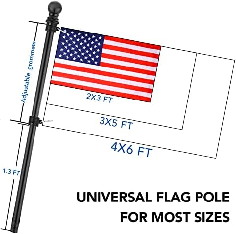 Yeesun 6FT Flag Pole for Outside House with 3 x 5 FT Flag, Bracket, Black - Image 3
