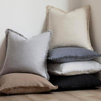 Foindtower Decorative Linen Fringe Throw Pillow Covers 22×22 Light Gray - Image 6
