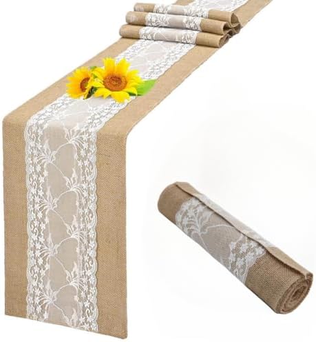 Burlap and lace Table Runner Farmhouse Tabler Runner lace (4) by ViclaakesiAutoPart