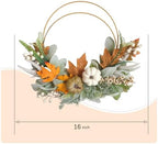 (2pcs) 16-inch Fall Wreath Handmade Rabbit Ear Leaf Maple Leaf White Berry Pumpkin Iron Wreath Front Door Window Farmhouse Decor Thanksgiving Halloween Harvest Festival Party Wedding Decor - Image 3