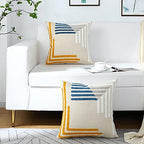 Yellow Blue Modern Tufted Embroidered Pillow Covers 16x16 Set of 2 - Image 4