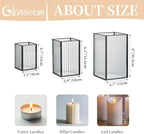 Glasseam 3Pcs Square Black Glass Hurricane Candle Holder for Pillar Candles - Image 5