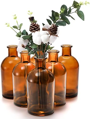 YOUEON 16 Pack Amber Glass Bud Vases, Small Bud Vases in Bulk, Glass Flower Vases for Centerpieces, Vintage Decorative Bottle Vases for Flowers, Home Decor, Wedding Reception, Office - Image 3