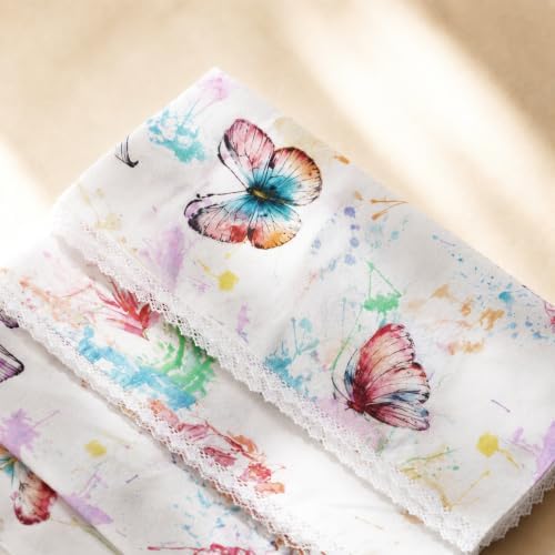 100% Cotton Printed Cloth Napkins Set of 6, 18x18 Inch Reusable Dinner Napkins, Soft Washable Table Napkins with Lace Trim for Dining & Hosting - Wing Splash - Image 4