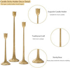 Gold Taper Candle Holders Set of 3, Heavy Candlestick Holders Decorative Candle Stand for Table Centerpiece, Cast Iron Candle Stick Holder Decor - Image 4