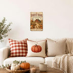 Decorative Tin Sign Vintage Metal Tin Sign Rustic Distressed Finish Harvest Roads Red Barn Windmill Pumpkin Farm Wall Decor for Farmhouse Entryway Porch 8×12 Inches with Metal Frame - Image 5