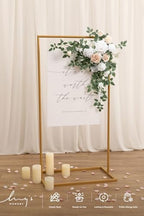 Ling's moment Welcome Sign Flowers, Wedding Floral Swag, White and Sage - Image 2