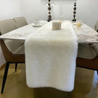 White Faux Fur Table Runner Christmas Wedding Decor 11.8x59.0 Inch by Frimievy