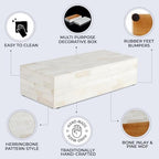 Handicrafts Home Decorative Storage Box with Lid– 10x4.5x2.5” Modern Home Decor Organizer, Memory Box & Jewelry Storage- Decorative Boxes for Living Room & Shelf Decor- Classic Plain- White - Image 3