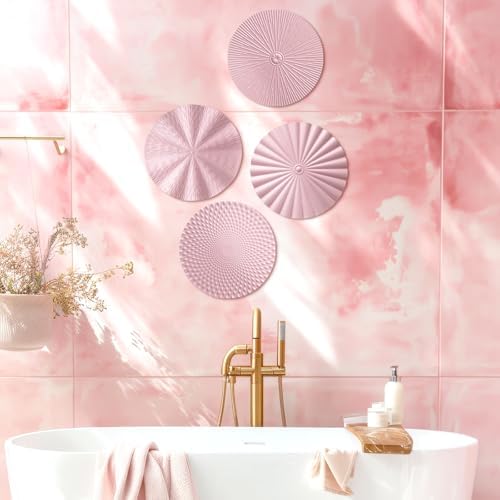 Hicarer 4 Pcs 12 Inch Pink Metal Wall Art Decor Modern Sunburst Decor - Image 5