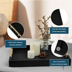 Wooden Decorative Coffee Table Tray, 16" Matte Finish Serving Tray with Handles for Ottoman, Living Room, Perfume, Vanity Dresser Organizer (Carbon Black) - Image 2