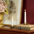 NIKKY HOME Vintage Gold Lotus Taper Candle Holders Set of 2, Floral Decor - Image 3