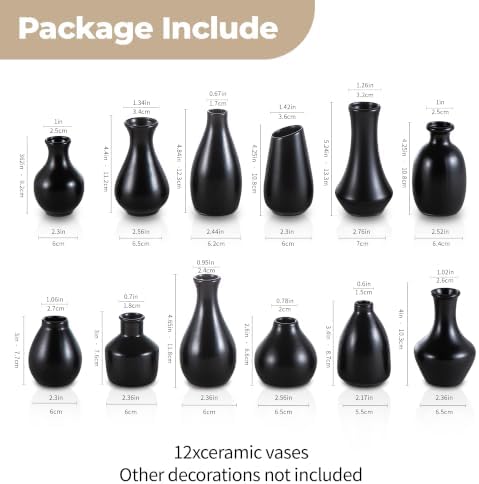 Ceramic Bud Vases, Black, Set of 12 - Image 5
