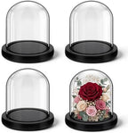Suclain 4Pc Glass Dome Cloche with Wood Base, Black, 4.3" X 3.8" by Suclain