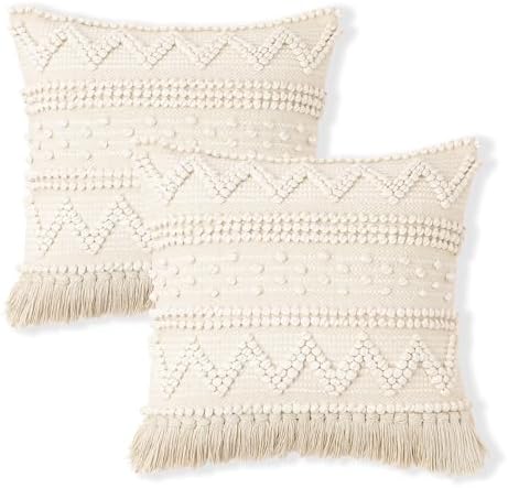 · REDEARTH · Textured Handwoven Throw Pillow Cases - Scandi Chic Natural by REDEARTH