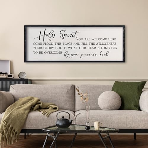 comurdyo Holy Spirit You are Welcome Here Wall Decor Art, 32x12 Inch Black - Image 3