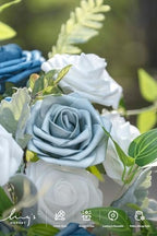 Ling's moment Fake Flowers Box, Dusty Blue & Navy & White Grand Combo - Image 3