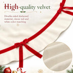 Syhood Christmas Tree Skirt Velvet 60'' with Red Bow Christmas Decoration - Image 3