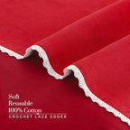 FINGERCRAFT Lace Cloth Napkins, 100% Cotton, 12 Pack, 20x20 Inch, Tango Red - Image 7