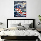 July 4th Patriotic Canvas Wall Art 4th of July USA Decorations American Flag Ocean Waves Abstract Picture Wall Decor Independence Day Home Decor 24x36in - Image 5