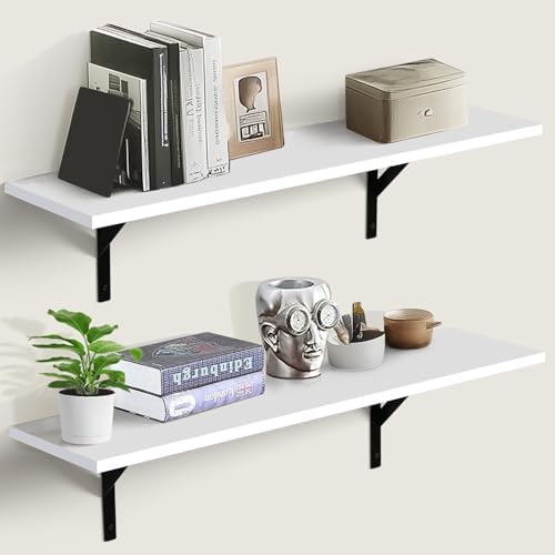 Tectocker-DOU 31.5" Long Floating Book Shelves for Wall, Heavy Duty, White by Tectocker-DOU