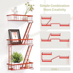SweetSage Fire Escape Wall Shelf Red - New York Wall Art Decorative Figure Display Floating Shelves Metal Racks for Living Room, Home Office Storage (3-Tier) - Image 5