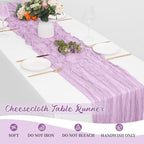 16 Pack Lavender Cheesecloth Table Runners 20x120 Inch Gauze Table Runner Cheese Cloth 10FT Lavender Table Runner Rustic Sheer Runner for Wedding Baby Shower Birthday Party Table Decor - Image 6