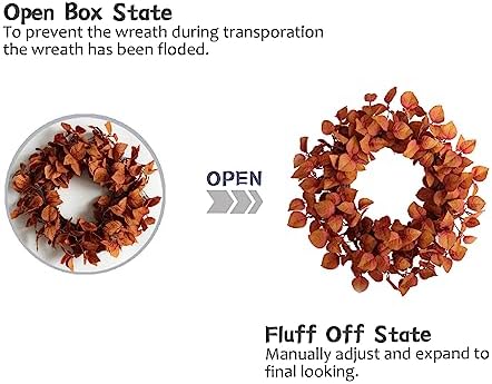 TEMPUS 20 Inch Artificial Fall Leaves Wreath - Handcrafted Autumn Grapevine Wreath for Front Door, Indoor/Outdoor Thanksgiving Home Decor - Image 4