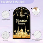 6.6FT Arch Backdrop Cover Black Gold Eid Ramadan Mubarak Photography Holiday Welcome Crescent Wedding Arch Cover Spandex Fitted Stretchy Backdrop Stand Covers for Birthday Party Wedding Decoration - Image 4