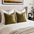 MIULEE Decorative Olive Green Velvet Euro Sham Throw Pillow Covers 24x24 in - Image 5