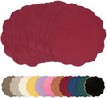 AHHFSMEI Round Faux Linen Placemats Set of 8 Heat Resistant Non-Slip Stain Proof Table Mats for Kitchen Dining Elegant Decor Place Mats (Burgendy red,8) by AHHFSMEI
