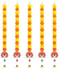 5PCS Artificial Marigold Garland with Lotus and Bell for Diwali Decoration, Marigold Long Strands for Indian Wedding Pooja Puja Decor, Flowers Garland for All Year Decoration by FortuningsJDS
