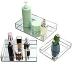 Jetec 3 Pcs Silver Mirror Vanity Tray, Glass Perfume Tray for Dresser by Jetec