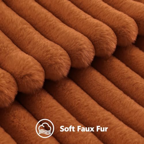 decorUhome Fall Faux Fur Throw Pillow Covers 24x24 Set of 2 Light Rust - Image 3