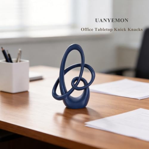 Modern Blue Knots Decor - 8.6" Resin Blue Knot Statue, Abstract Navy Art Sculpture Home Decor for Living Room, Coffee Table, Shelves, Entryway, Office Tabletop Accent, Decorative Knick Knacks Gift - Image 4