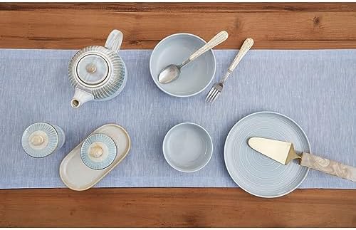 Solino Home 100% Pure Linen Table Runner Chambray Blue, Athena 14 x 90 in - Image 3
