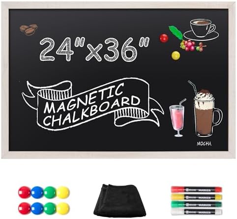SELEAD Magnetic Chalkboard Words Sign - 24" x 36", White Wood Frame by SELEAD