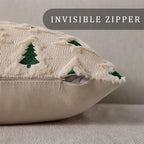 Allorry Christmas Pillow Covers 20x20 Set of 2 Beige Double Xmas Tree Pillow Covers Soft Plush Faux Fur Christmas Decorations for Xmas Winter Holiday Home Bedroom Sofa Cushion Cases PT-008C20 - Image 2