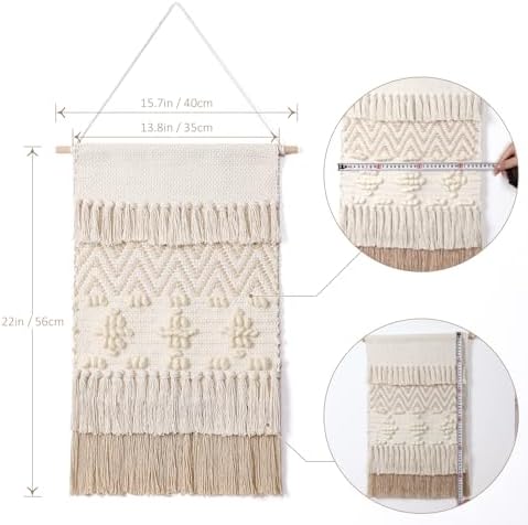 Dremisland Macrame Wall Hanging Macrame Wall Decor Bohemian Beige Tapestry - Image 3