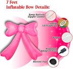Mother's Day,Birthday,Valentine's Day,Wedding Inflatables Pink Bow Lighted Yard Lawn Inflatable Decoration with Built-in Fan and Ropes Holiday Party Decor, Valentine‘s Day Decor (7FT-Pink Bow) - Image 2