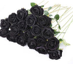 Rowfad 60 Pcs Artificial Roses Bulk, Fake Velvet Silk Flowers, Black - Image 6