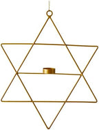 S/2 Star of David Magen Hanging Candle Holder Set Gold Metal Hanukkah Wall Decor with Tealight Holders Jewish Home Decor Party Holiday Decorations 24” & 17” - Image 2