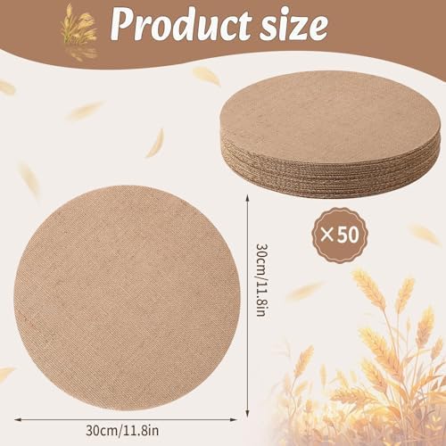 50 Pcs 11.8 Inch Burlap Round Placemats Bulk, Natural Table Mats - Image 2