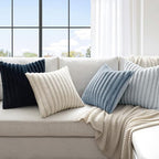 MIULEE Faux Fur Plush Euro Decorative Throw Pillow Covers 24x24, Navy Blue - Image 2