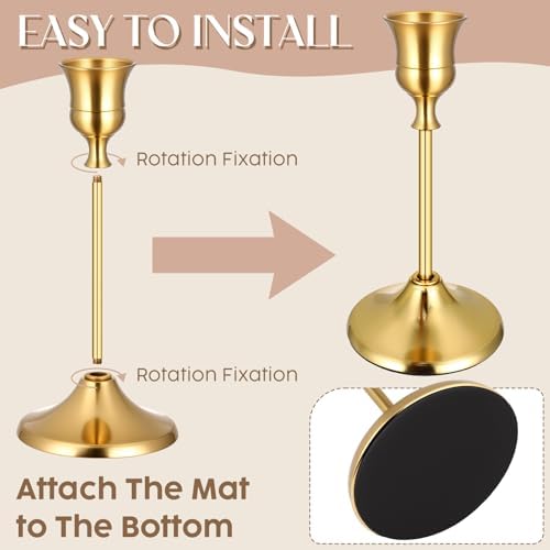 24PCS Brass Gold Taper Candle Holders Set, Vintage Metal Candlestick - Image 3