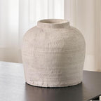 LB2 White Ceramic Large Vase, 11" Tall Zen Style, Terra Cotta Pitcher, Distressed Farmhouse Decor, Pottery Decorative Flower for Home Decor (B - White 11") by LB2