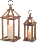 Romadedi Wood Candle Lantern Decorative, Brown, Rustic Decor Set of 2 by ROMADEDI